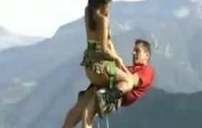 Sexy asian climber have sex in the mountains