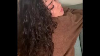 18 Year Old a Latina Creams on her Boyfriends Black Cock